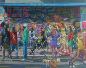 Conversations in Front of a closed shop by Mark Pearson Artist